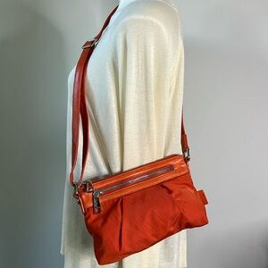 HOBO Orange Nylon & Leather Crossbody Purse EUC